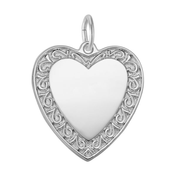 Sterling Silver Diamond Cut Heart Charm JMR Jewelers Cooper City, FL