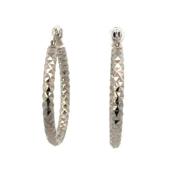 Silver Diamond-Cut Popcorn Hoop Earrings Image 2 JMR Jewelers Cooper City, FL