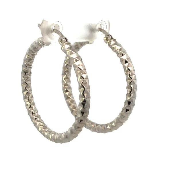 Silver Diamond-Cut Popcorn Hoop Earrings similar item image