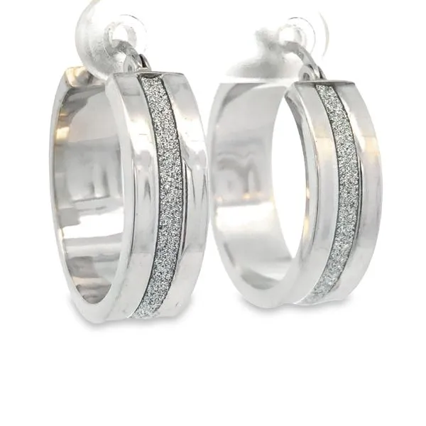 Sterling Silver Plain Line with Sparkling Center Earrings similar item image