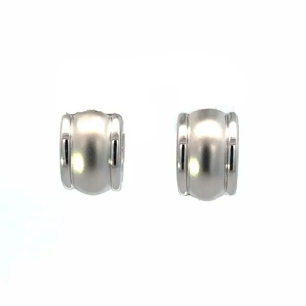 Silver Barrel Matte with Shiny Lines Earrings similar item image
