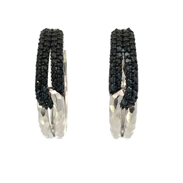 Silver Hoop with 1.79ct Black Spinel Earrings Image 2 JMR Jewelers Cooper City, FL