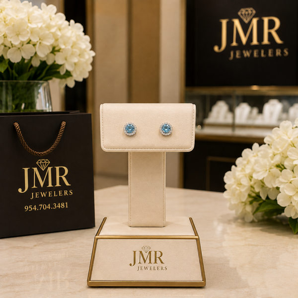 March Birthstone Earrings Image 2 JMR Jewelers Cooper City, FL