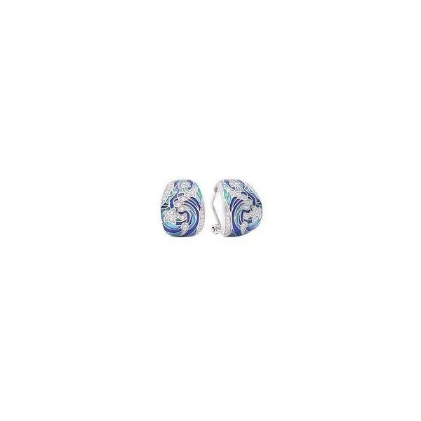 SS Ocean Wave Blue/CZ Earrings