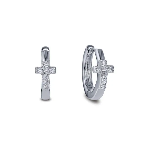 Pave Cross Huggie Earrings JMR Jewelers Cooper City, FL