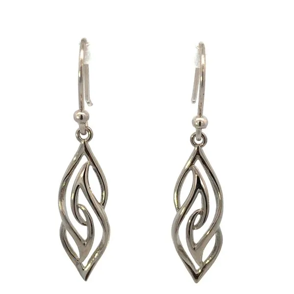 Silver Interlocking Flame Fish Hook Earrings JMR Jewelers Cooper City, FL