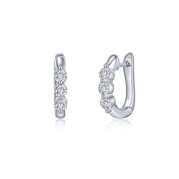 Silver .66ctw Three Stone Huggies