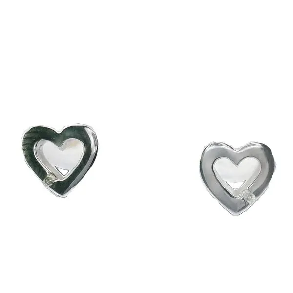 Silver Diamond Open Heart Stud Earrings JMR Jewelers Cooper City, FL