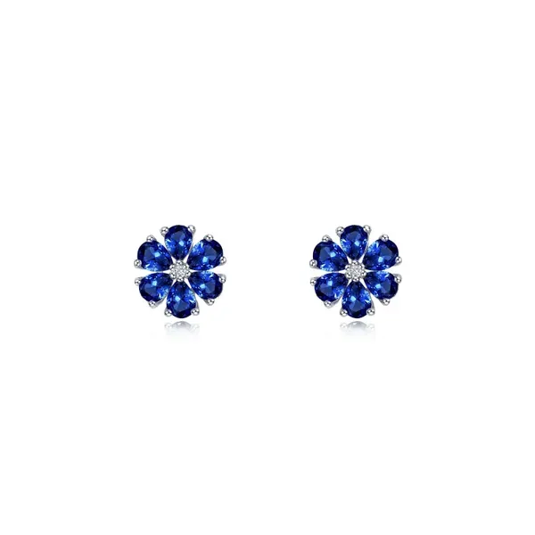 Sterling Silver 2.42ct Lab Blue Sapphire Earrings