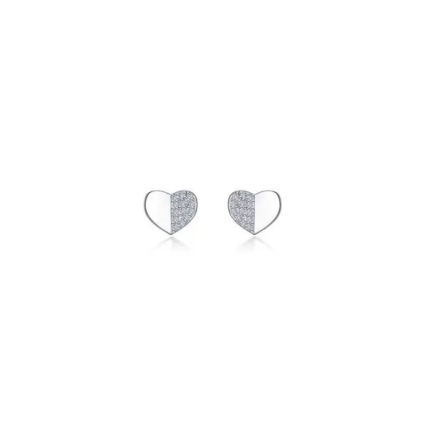 Sterling Silver .26cttw Pave Heart Shape ER Bullets Backi...