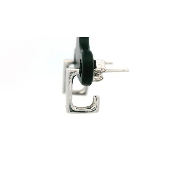 Silver Angular Hoop Stud Earrings Image 2 JMR Jewelers Cooper City, FL