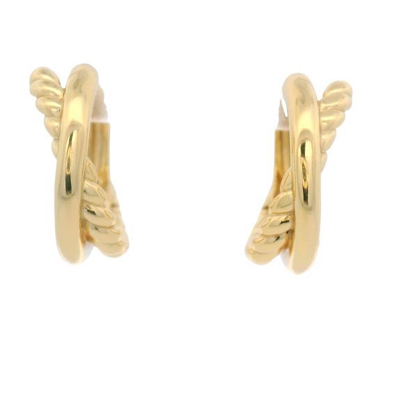 Gold Plated Entwined Huggie Hoop Earrings JMR Jewelers Cooper City, FL