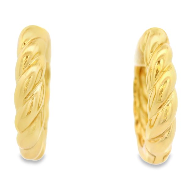 Gold Plated Twisted Huggie Hoop Earrings JMR Jewelers Cooper City, FL