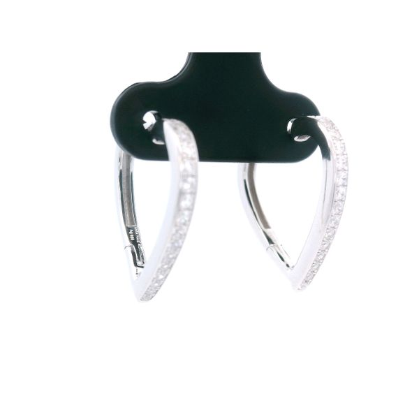 Silver Sparkle Heart Huggie Hoop Earrings JMR Jewelers Cooper City, FL