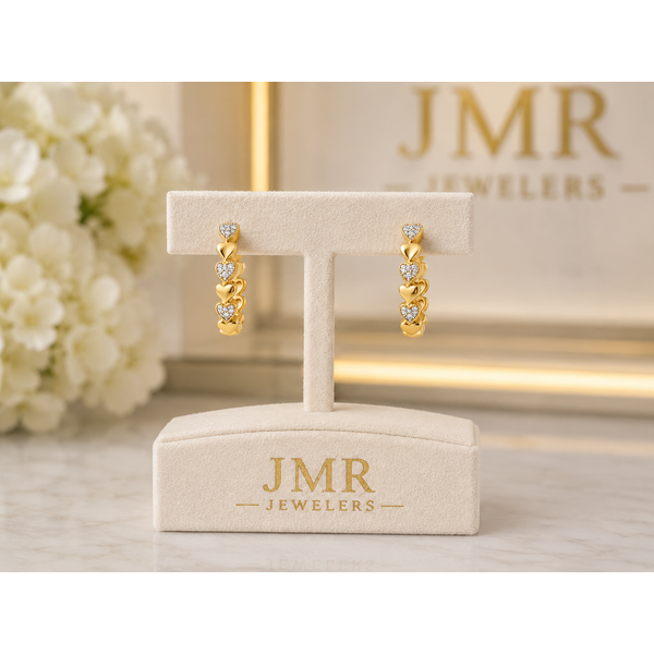 Gold Vermeille Mini Heart Hoop Earrings Image 2 JMR Jewelers Cooper City, FL