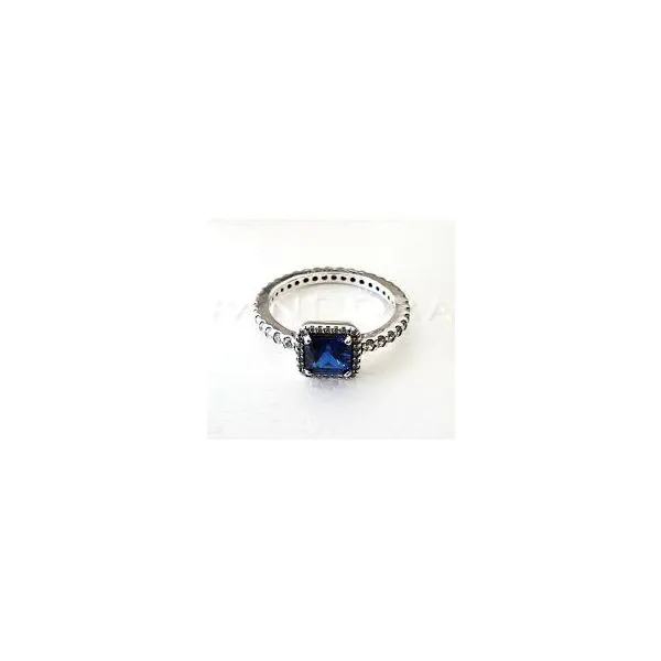 Pandora Pandora Blue Square Sparkle Halo Ring 001 900 00393 JMR