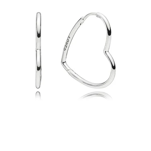 Pandora Asymmetrical Heart Hoop Earrings JMR Jewelers Cooper City, FL