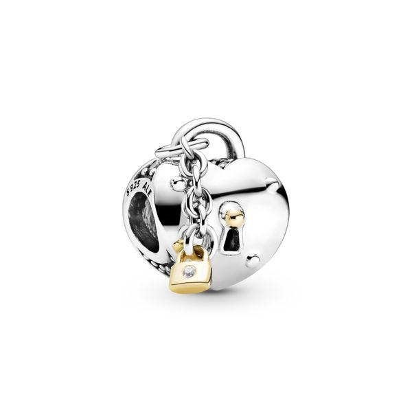 Two-Tone Heart and Lock Charm JMR Jewelers Cooper City, FL