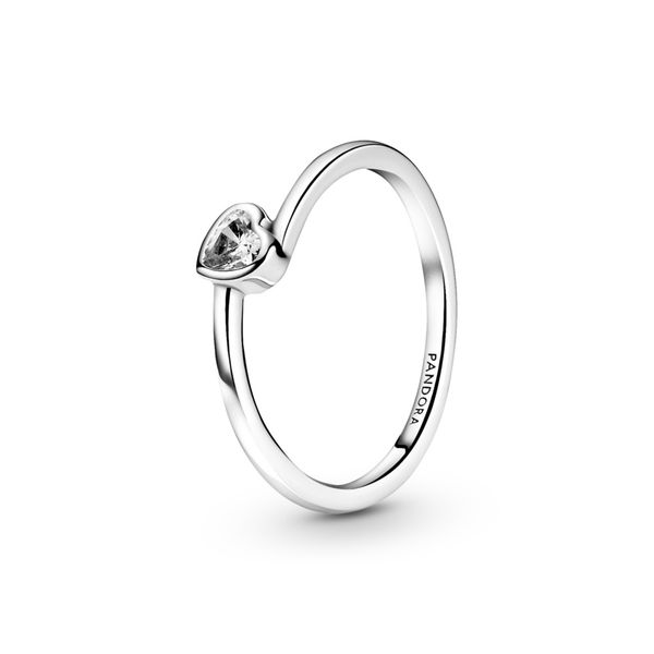 Clear Tilted Heart Solitaire Ring JMR Jewelers Cooper City, FL