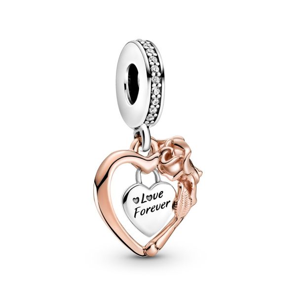 Pandora Heart & Rose Flower Dangle Charm JMR Jewelers Cooper City, FL