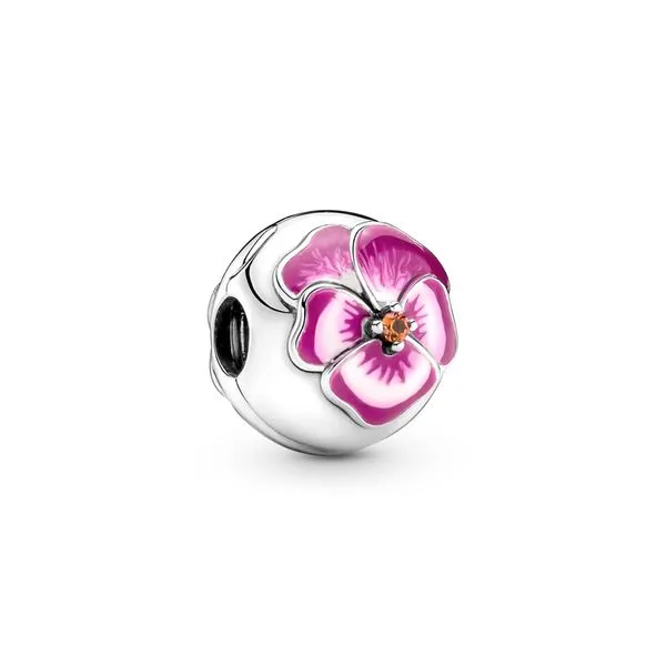 Pink Pansy Flower Clip Charm JMR Jewelers Cooper City, FL