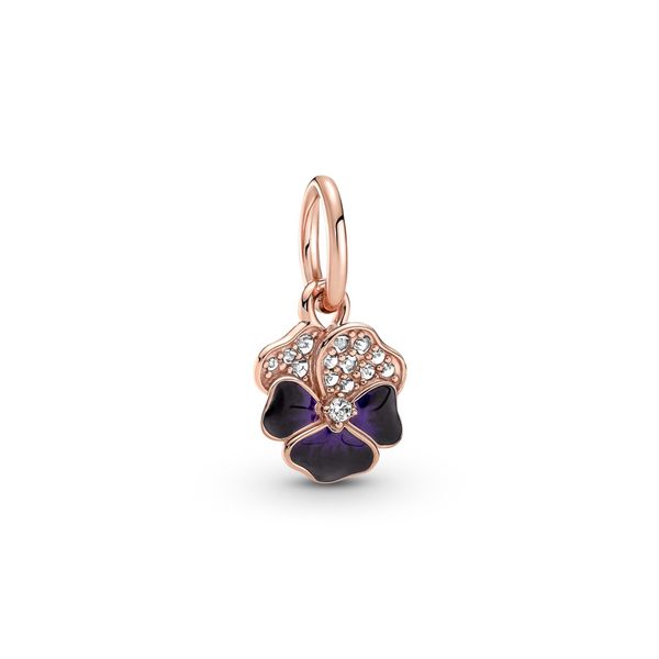 Deep Purple Pansy Flower Dangle Charm JMR Jewelers Cooper City, FL