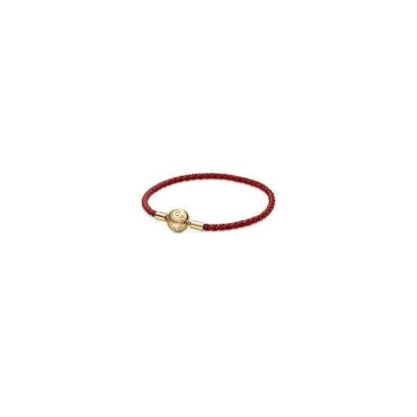 Pandora Pandora Moments Red Woven Leather Bracelet JMR Jewelers Cooper City, FL