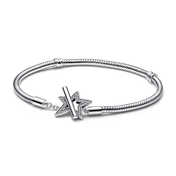 Pandora Moments Asymmetric Star T-bar Snake Chain Bracelet JMR Jewelers Cooper City, FL