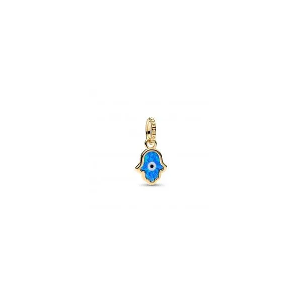 Opalescent Blue Hamsa Hand Dangle Charm