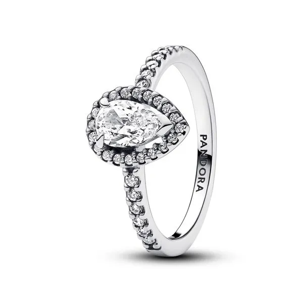 Pandora Sparkling Pear Halo Ring JMR Jewelers Cooper City, FL