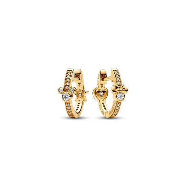 Pandora Disney Mickey Mouse & Minnie Mouse Sparkling Hoop Earrings JMR Jewelers Cooper City, FL