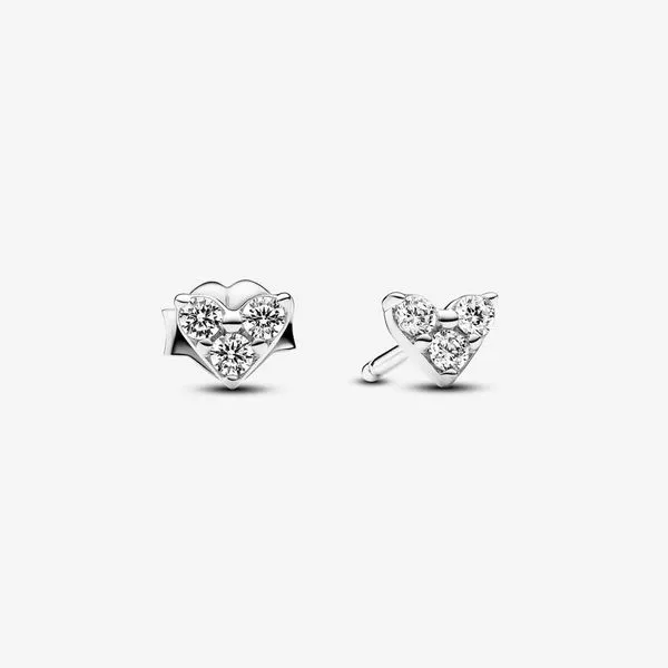 Pandora Triple Stone Heart Stud Earrings JMR Jewelers Cooper City, FL