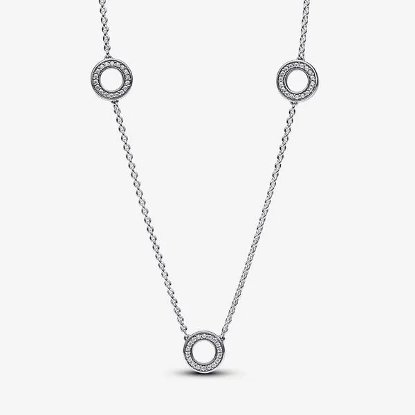 Pandora Pave Circles Chain Necklace JMR Jewelers Cooper City, FL