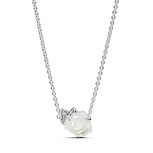 Pandora White Rose in Bloom Collier Necklace