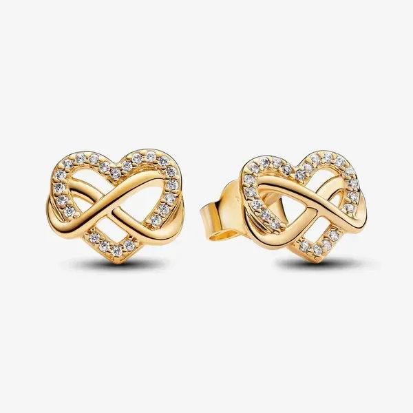 Pandora Sparkling Infinity Heart Stud Earrings