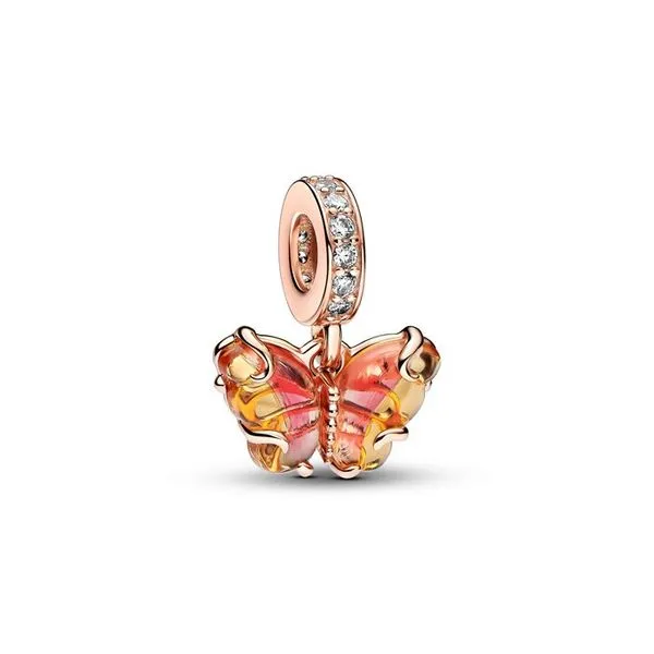 Pandora Pink & Yellow Murano Glass Butterfly Dangle Charm JMR Jewelers Cooper City, FL