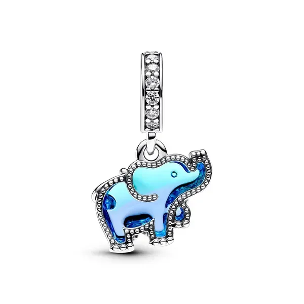 Pandora Blue Murano Glass Elephant Dangle Charm JMR Jewelers Cooper City, FL