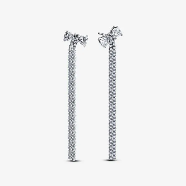 Pandora Pave Bow Drop Earrings