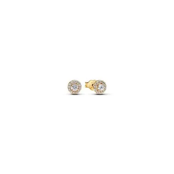 Pandora Round Pave Halo Stud Earrings JMR Jewelers Cooper City, FL