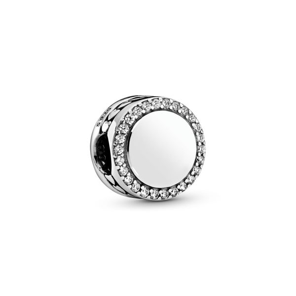 Pandora Engravable Sparkling Button Charm JMR Jewelers Cooper City, FL
