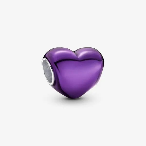 Pandora Metallic Purple Heart Charm JMR Jewelers Cooper City, FL
