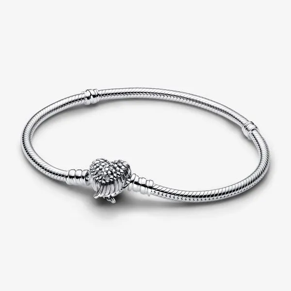 Pandora Heart Wings Clasp Snake Chain Bracelet JMR Jewelers Cooper City, FL