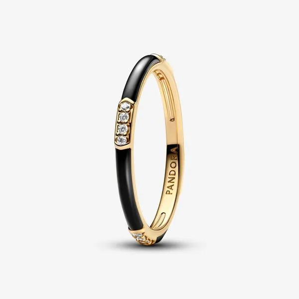 Pandora Black Enamel & Stones Ring JMR Jewelers Cooper City, FL