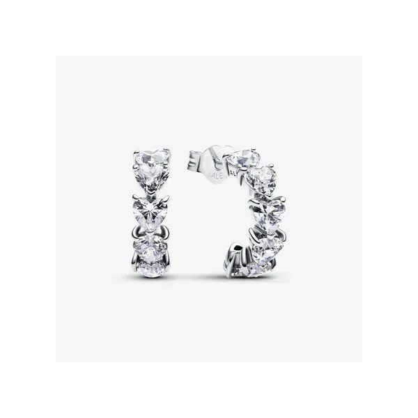 Pandora Sparkling Hearts Open Hoop Earrings