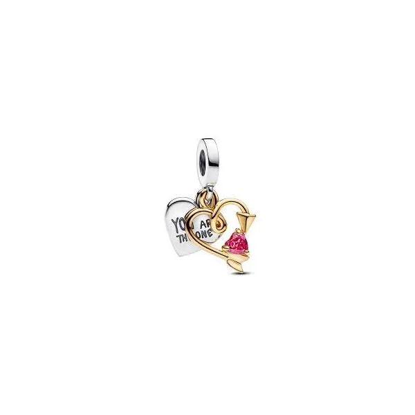 Pandora Engravable Heart & Arrow Double Dangle Charm JMR Jewelers Cooper City, FL