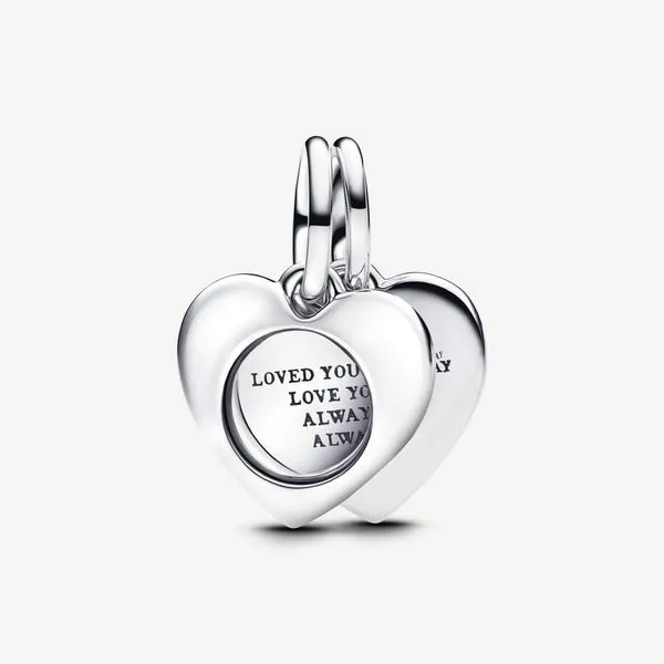 Pandora Engravable Heart Magnifying Glass Double Dangle C...
