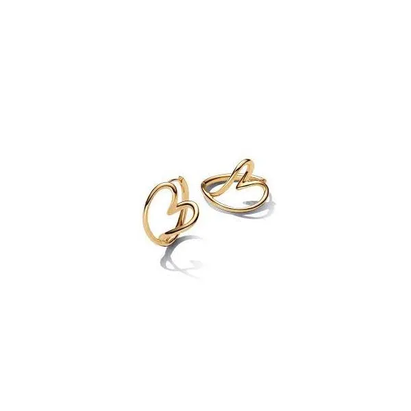 Pandora Organically Shaped Heart Hoop Earrings JMR Jewelers Cooper City, FL