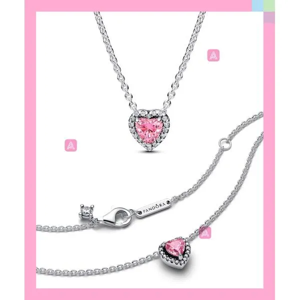 Pandora Pink Elevated Heart Necklace JMR Jewelers Cooper City, FL