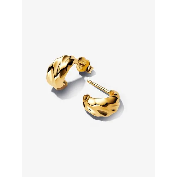 Gold-Plated Rippled Hoop Earrings