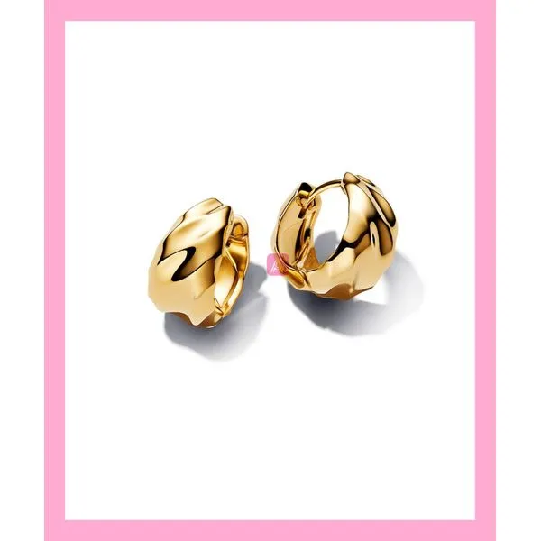 Gold-Plated Rippled Hoop Earrings